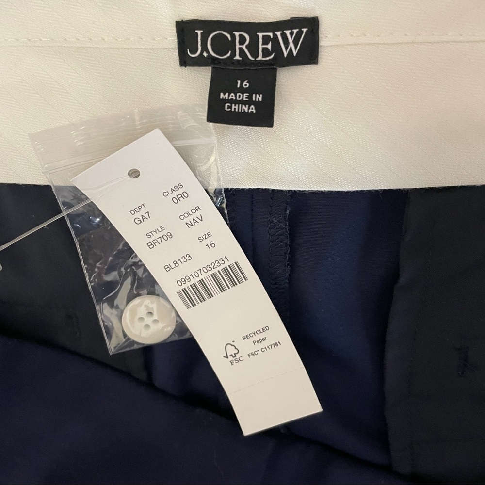 J. Crew Navy Essential Pants 16 Pleated Straight Leg City Twill Office BR709 NWT - Picture 9 of 11